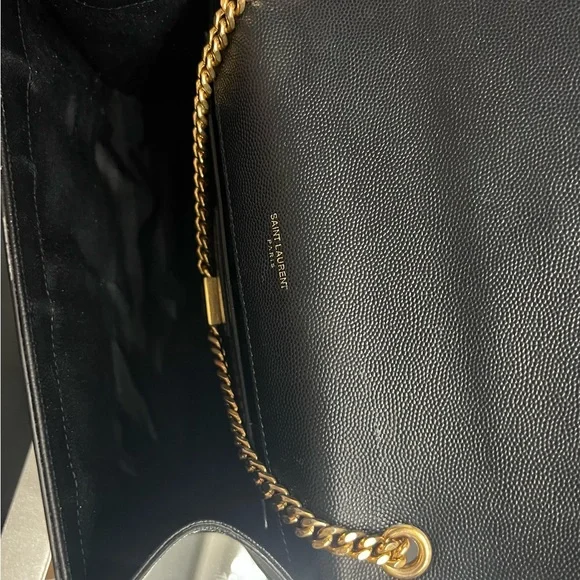 Saint Laurent YSL Black Kate Medium Flap Purse - In Grain De Poudre - Picture 14 of 17